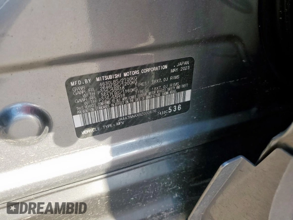 2024 Mitsubishi Eclipse Cross SE with VIN JA4ATWAAXRZ000676, listed as a Copart auction lot 61229375 with 25,875 mi miles and Salvage title. Bid and sale history available at DreamBid. Image 13.
