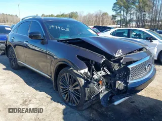 2017 Infiniti QX70 with VIN JN8CS1MU9HM140437, listed as a IAAI auction lot 41270542 with 72,312 mi miles. Bid and sale history available at carsss.com. Image 1.