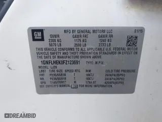 2015 Chevrolet Equinox LTZ with VIN 1GNFLHEK0FZ123691, listed as a IAAI auction lot 41332346 with 213,256 mi miles. Bid and sale history available at carsss.com. Image 9.