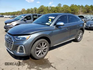 2022 Audi SQ5 Sportback Premium with VIN WA114AFY9N2038747, listed as a Copart auction lot 46199293 with 14,744 mi miles and . Bid and sale history available at DreamBid. Image 1.