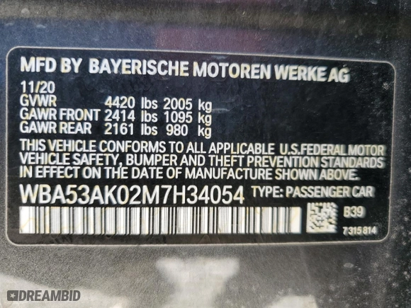 2021 BMW 2 Series 228i with VIN WBA53AK02M7H34054, listed as a Copart auction lot 78423284 with 39,529 mi miles and Salvage Title. Bid and sale history available at carsss.com. Image 13.