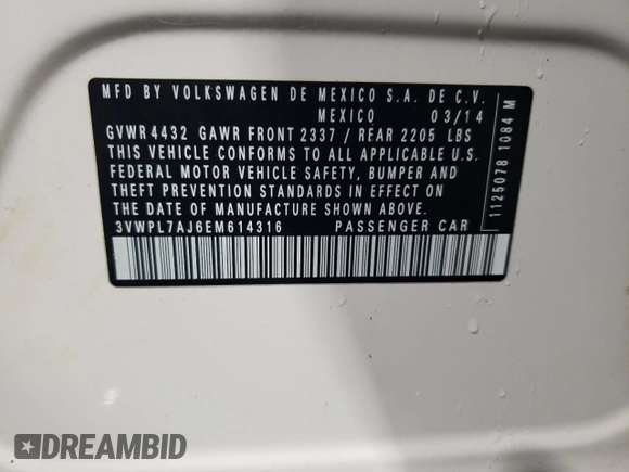 2014 Volkswagen Jetta SportWagen TDI w/Sunroof with VIN 3VWPL7AJ6EM614316, listed as a Copart auction lot 45187755 with 39,788 mi miles and Salvage Title. Bid and sale history available at carsss.com. Image 13.