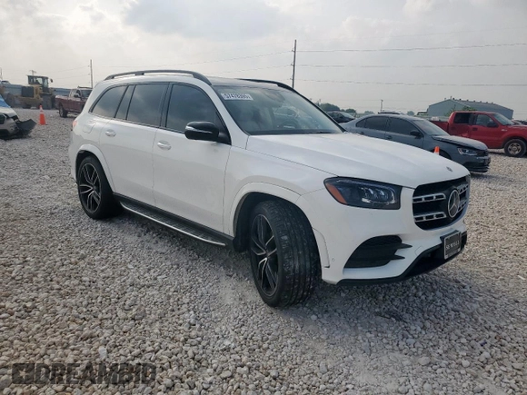 2022 Mercedes-Benz GLS 450 with VIN 4JGFF5KE6NA739823, listed as a Copart auction lot 57478395 with 35,664 mi miles and Salvage title. Bid and sale history available at DreamBid. Image 4.