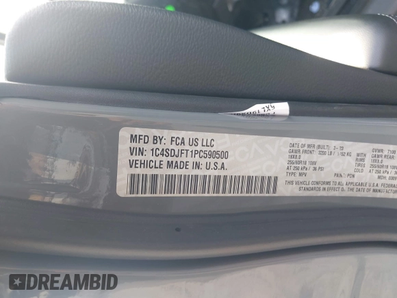 2023 Dodge Durango Pursuit with VIN 1C4SDJFT1PC590500, listed as a IAAI auction lot 41517820 with 27,079 mi miles and . Bid and sale history available at DreamBid. Image 9.
