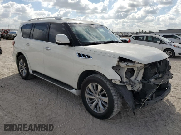 2012 Infiniti QX56 8-passenger with VIN JN8AZ2NC8C9317165, listed as a Copart auction lot 76693664 with 167,243 mi miles and Salvage Title. Bid and sale history available at carsss.com. Image 4.