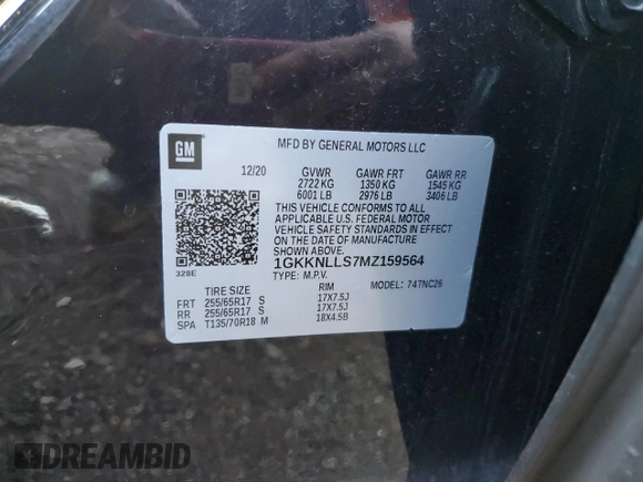2021 GMC Acadia AT4 with VIN 1GKKNLLS7MZ159564, listed as a Copart auction lot 81528304 with 90,636 mi miles and Salvage Title. Bid and sale history available at carsss.com. Image 14.