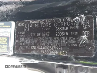2014 Kia Forte LX with VIN KNAFK4A60E5171921, listed as a IAAI auction lot 41863618 with 105,076 mi miles. Bid and sale history available at carsss.com. Image 9.