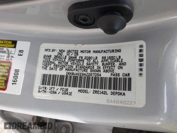 2010 Toyota Corolla z VIN 1NXBU4EE9AZ267054, wystawiony jako IAAI lot #41939018 z przebiegiem 135 373 mil mil oraz . Historia ofert i sprzedaży dostępna na DreamBid. Obrazek 9.