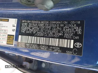 2018 Toyota Prius Two with VIN JTDKBRFU4J3597557, listed as a IAAI auction lot 41628706 with 141,555 mi miles. Bid and sale history available at carsss.com. Image 9.