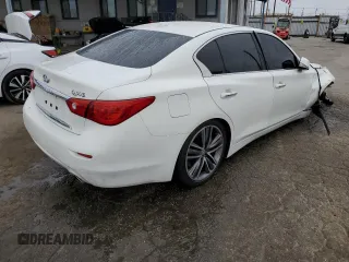 2015 Infiniti Q50 Sport with VIN JN1BV7AP4FM346670, listed as a Copart auction lot 54694985 with 76,347 mi miles and Salvage title. Bid and sale history available at DreamBid. Image 3.