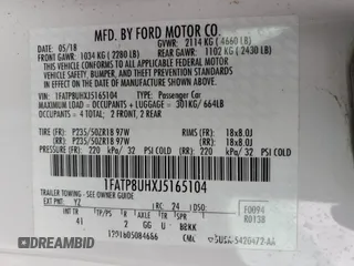 2018 Ford Mustang EcoBoost Premium with VIN 1FATP8UHXJ5165104, listed as a Copart auction lot 47358885 with 27,137 mi miles and Salvage title. Bid and sale history available at DreamBid. Image 12.