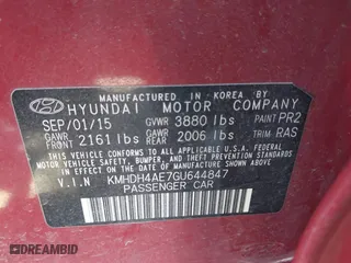 2016 Hyundai Elantra Value Edition with VIN KMHDH4AE7GU644847, listed as a IAAI auction lot 41844494 with 80,959 mi miles. Bid and sale history available at carsss.com. Image 9.