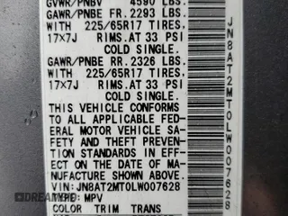 2020 Nissan Rogue SV with VIN JN8AT2MT0LW007628, listed as a Copart auction lot 44175505 with 81,579 mi miles and Salvage Title. Bid and sale history available at carsss.com. Image 14.