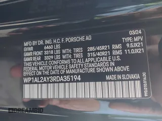 2024 Porsche Cayenne S z VIN WP1AL2AY3RDA35194, wystawiony jako IAAI lot #40984680 z przebiegiem 23 852 mil mil oraz . Historia ofert i sprzedaży dostępna na DreamBid. Obrazek 9.