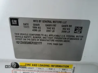 2012 Chevrolet Malibu 1FL with VIN 1G1ZA5EU8CF222177, listed as a Copart auction lot 48044924 with 128,034 mi miles and Salvage Title. Bid and sale history available at DreamBid. Image 12.