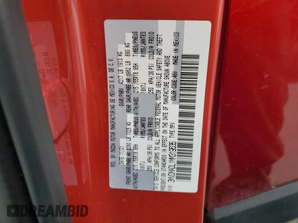 2021 Mazda CX-30 Premium with VIN 3MVDMADL1MM319635, listed as a Copart auction lot 48482585 with 21,192 mi miles and Salvage title. Bid and sale history available at DreamBid. Image 15.