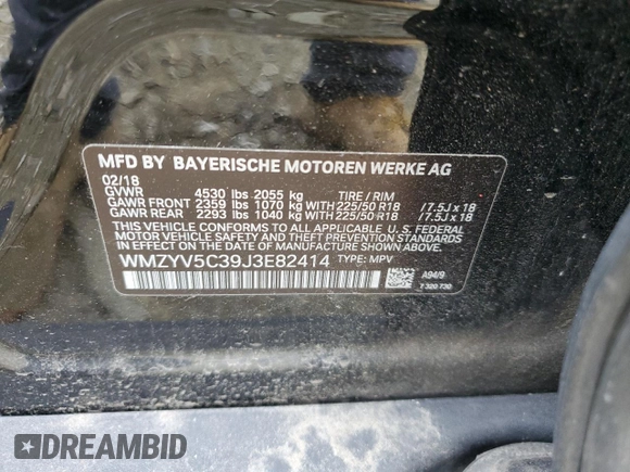 2018 MINI Countryman Cooper z VIN WMZYV5C39J3E82414, wystawiony jako Copart lot #62664725 z przebiegiem 57 906 mil mil oraz Czysty tytuł • Clean title. Historia ofert i sprzedaży dostępna na DreamBid. Obrazek 12.