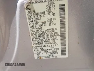 2006 Nissan Xterra SE с VIN 5N1AN08UX6C538446, выставлен на аукционе IAAI как лот 42159953 с пробегом 210 595 миль миль и . История ставок и продаж доступна на DreamBid. Изображение 9.
