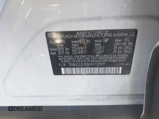 2017 Hyundai Santa Fe Sport 2.4L with VIN 5NMZU3LB9HH010581, listed as a IAAI auction lot 41758130 with 117,526 mi miles. Bid and sale history available at carsss.com. Image 9.