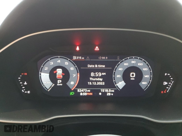 2020 Audi Q3 Premium with VIN WA1AECF34L1032807, listed as a Copart auction lot 70575942 with 52,473 mi miles. Bid and sale history available at carsss.com. Image 9.