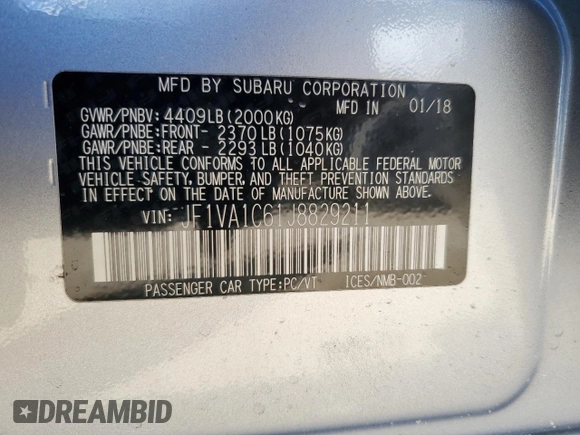 2018 Subaru WRX Premium with VIN JF1VA1C61J8829211, listed as a Copart auction lot 73925764 with 46,078 mi miles and Salvage Title. Bid and sale history available at carsss.com. Image 13.