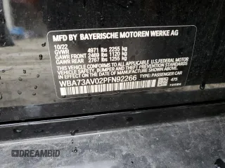 2023 BMW 4 Series 430i xDrive with VIN WBA73AV02PFN92266, listed as a Copart auction lot 57721715 with Not provided miles and Salvage title. Bid and sale history available at DreamBid. Image 12.