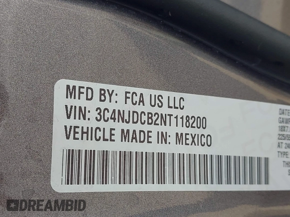 2022 Jeep Compass Limited with VIN 3C4NJDCB2NT118200, listed as a IAAI auction lot 42403038 with 39,005 mi miles and . Bid and sale history available at DreamBid. Image 9.