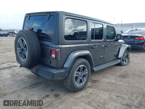 2023 Jeep Wrangler Sahara with VIN 1C4HJXEN6PW639004, listed as a IAAI auction lot 41174113 with 35,371 mi miles. Bid and sale history available at carsss.com. Image 4.