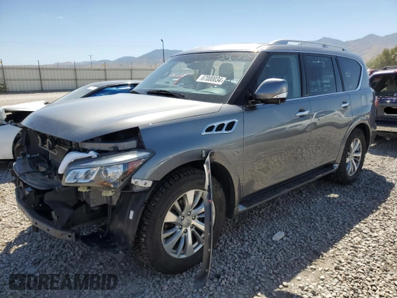 2016 Infiniti QX80 with VIN JN8AZ2NE6G9122933, listed as a Copart auction lot 67000034 with 172,925 mi miles and Salvage Title. Bid and sale history available at carsss.com. Image 1.