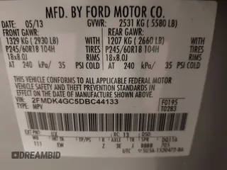 2013 Ford Edge SE с VIN 2FMDK4GC5DBC44133, выставлен на аукционе IAAI как лот 42426823 с пробегом 130 322 миль миль и . История ставок и продаж доступна на DreamBid. Изображение 9.