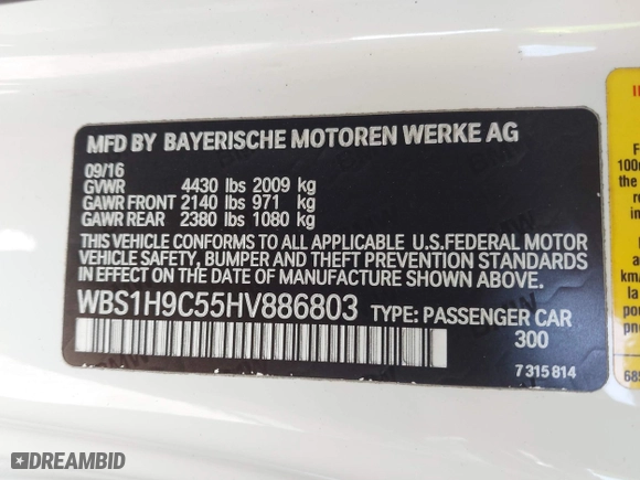 2017 BMW M2 with VIN WBS1H9C55HV886803, listed as a IAAI auction lot 41241081 with 37,874 mi miles. Bid and sale history available at carsss.com. Image 9.