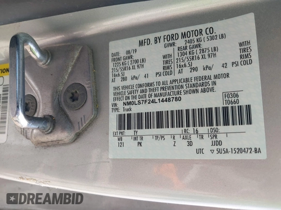 2020 Ford Transit Connect XLT с VIN NM0LS7F24L1448780, выставлен на аукционе IAAI как лот 42581664 с пробегом 68 964 миль миль и . История ставок и продаж доступна на DreamBid. Изображение 9.