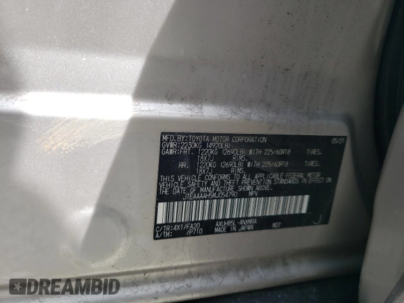 2021 Toyota Venza LE with VIN JTEAAAAH5MJ054790, listed as a Copart auction lot 47675555 with 42,120 mi miles and Salvage Title. Bid and sale history available at carsss.com. Image 13.