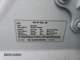 2022 Tesla Model Y Performance with VIN 7SAYGDEFXNF455517, listed as a Copart auction lot 44147905 with 32,210 mi miles and Salvage title. Bid and sale history available at DreamBid. Image 13.