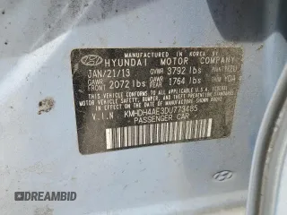 2013 Hyundai Elantra Limited with VIN KMHDH4AE3DU773485, listed as a Copart auction lot 53815265 with Not Provided miles and Salvage Title. Bid and sale history available at DreamBid. Image 15.