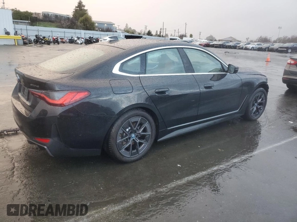 2024 BMW i4 eDrive40 with VIN WBY73AW08RFT29637, listed as a Copart auction lot 44433655 with 5,144 mi miles and Salvage Title. Bid and sale history available at carsss.com. Image 3.