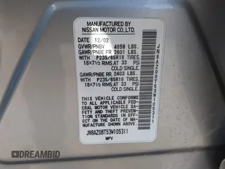 2003 Nissan Murano SE z VIN JN8AZ08T53W105311, wystawiony jako IAAI lot #42471608 z przebiegiem 155 806 mil mil oraz . Historia ofert i sprzedaży dostępna na DreamBid. Obrazek 9.