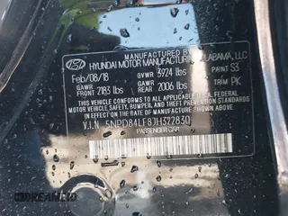 2018 Hyundai Elantra SEL with VIN 5NPD84LF8JH322830, listed as a IAAI auction lot 42119632 with 103,852 mi miles and . Bid and sale history available at DreamBid. Image 9.