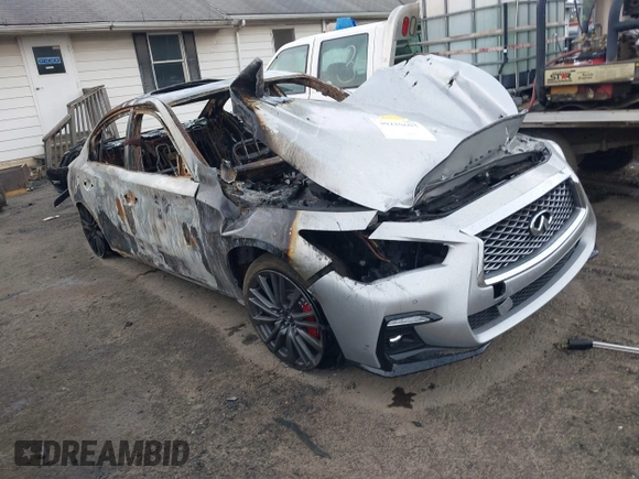 2018 Infiniti Q50 Red Sport 400 with VIN JN1FV7AR6JM480673, listed as a IAAI auction lot 40210603 with Not provided miles and . Bid and sale history available at DreamBid. Image 1.