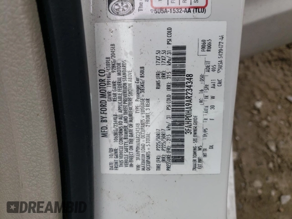 2010 Ford Fusion SE with VIN 3FAHP0HA9AR234348, listed as a Copart auction lot 73767084 with 101,707 mi miles and Salvage Title. Bid and sale history available at DreamBid. Image 12.
