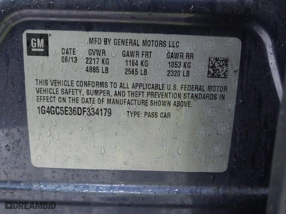 2013 Buick LaCrosse Leather with VIN 1G4GC5E36DF334179, listed as a IAAI auction lot 41867466 with 81,394 mi miles. Bid and sale history available at carsss.com. Image 9.