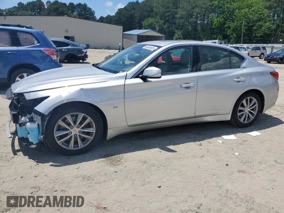 2014 Infiniti Q50 Premium with VIN JN1BV7AR7EM697072, listed as a Copart auction lot 60526535 with 227,626 mi miles and Salvage title. Bid and sale history available at DreamBid. Image 1.