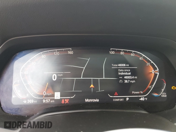 2023 BMW X5 xDrive40i with VIN 5UXCR6C02P9P07428, listed as a Copart auction lot 53520485 with 46,006 mi miles and Salvage title. Bid and sale history available at DreamBid. Image 9.