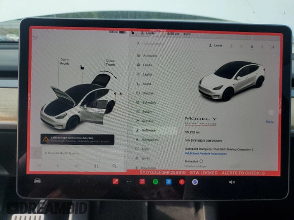 2021 Tesla Model Y Performance z VIN 5YJYGDEF0MF258819, wystawiony jako Copart lot #53944085 z przebiegiem 55 252 mil mil oraz Szkoda całkowita • Salvage title. Historia ofert i sprzedaży dostępna na DreamBid. Obrazek 9.