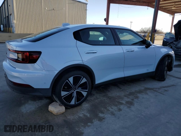 2023 Polestar 2 with VIN YSMED3KA9PL144418, listed as a Copart auction lot 46373155 with Not Provided miles and Salvage Title. Bid and sale history available at carsss.com. Image 3.