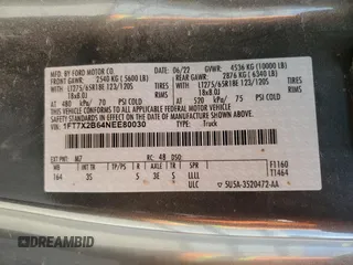 2022 Ford F-250 XL с VIN 1FT7X2B64NEE80030, выставлен на аукционе Copart как лот 55567565 с пробегом 71 108 миль миль и Списание • Salvage title. История ставок и продаж доступна на DreamBid. Изображение 13.