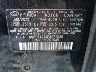 2023 Hyundai Sonata Hybrid Limited with VIN KMHL54JJ4PA071036, listed as a Copart auction lot 46209985 with 33,161 mi miles and Salvage Title. Bid and sale history available at carsss.com. Image 12.