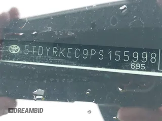 2023 Toyota Sienna XLE с VIN 5TDYRKEC9PS155998, выставлен на аукционе IAAI как лот 41888627 с пробегом 58 167 миль миль и . История ставок и продаж доступна на DreamBid. Изображение 9.