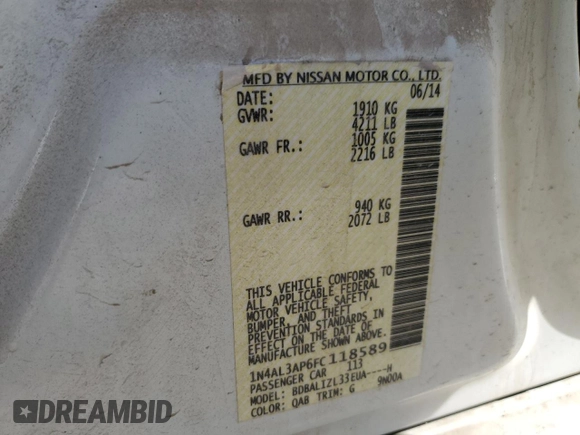 2015 Nissan Altima SV with VIN 1N4AL3AP6FC118589, listed as a Copart auction lot 51271535 with 108,160 mi miles and Salvage Title. Bid and sale history available at DreamBid. Image 15.