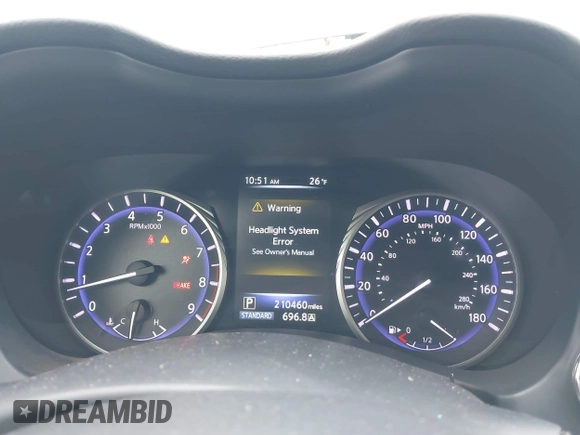 2015 Infiniti Q50 Premium with VIN JN1BV7AR0FM396192, listed as a IAAI auction lot 41564677 with 210,460 mi miles and . Bid and sale history available at DreamBid. Image 7.